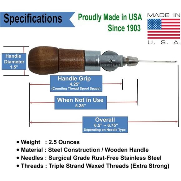 Repair Stitch Tool | Sewing Awl for Bounce Houses, Inflatables, Tarps, Leather - Picture 2 of 7